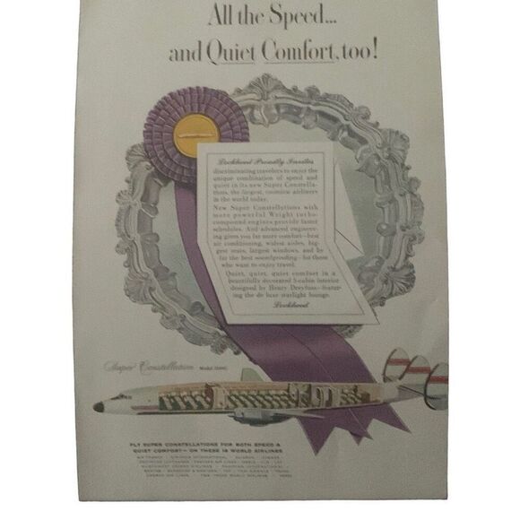 Vintage 1955 Lockheed Super Constellation Quiet Comfort Ad Advertisement - Picture 2 of 4